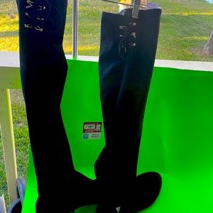 Guess over the knee black boot with laces